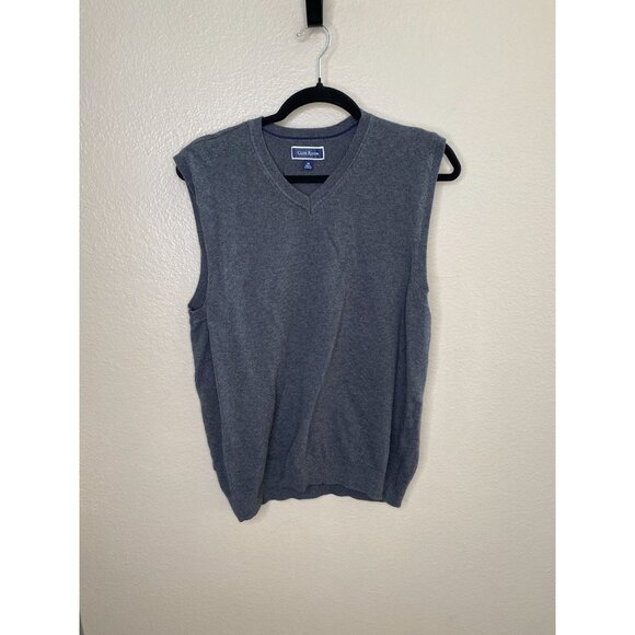 Club Room Mens Gray V-Neck Sweater Vest Sleeveless Size M 76% Cotton 24% Nylon - Picture 1 of 7